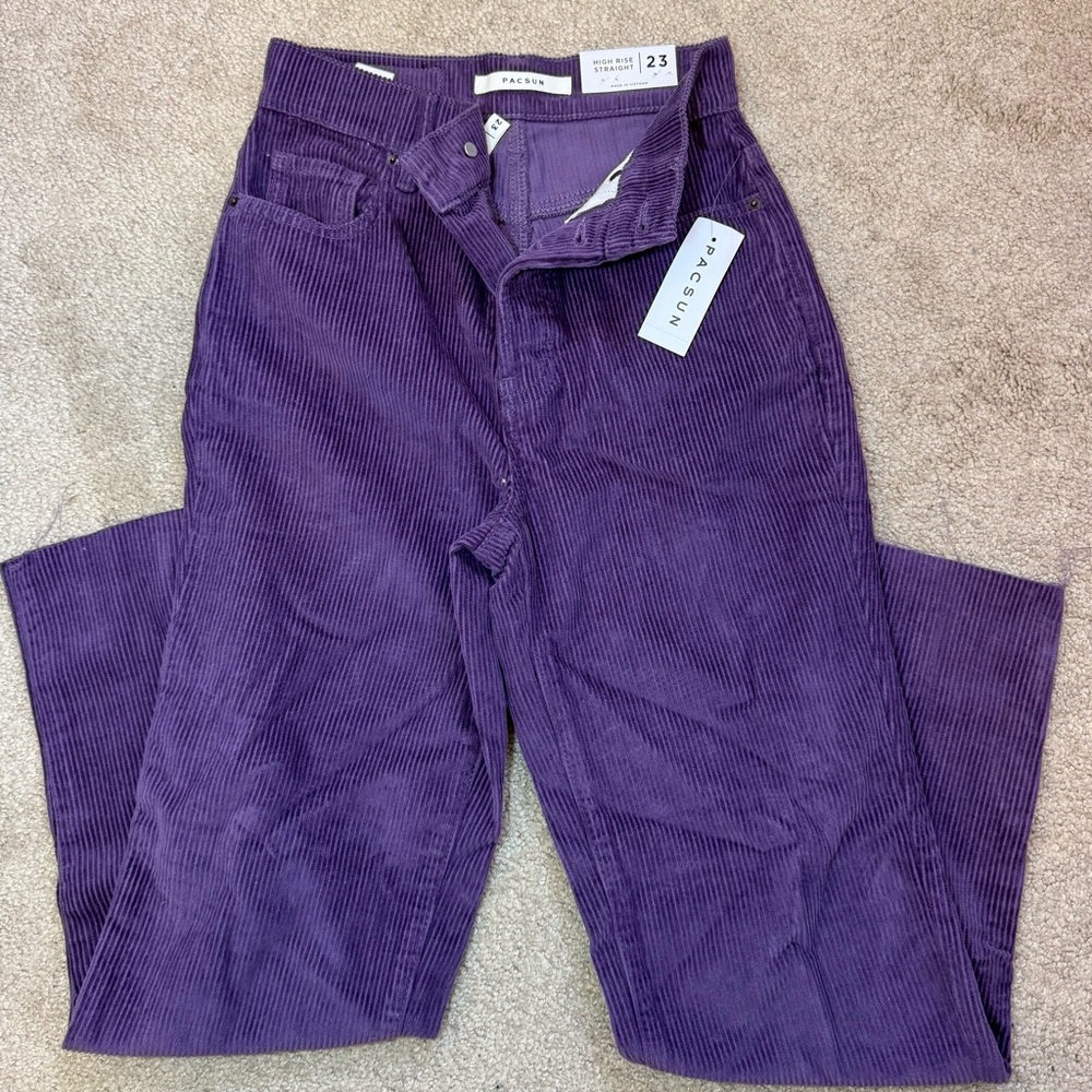 Pacsun Purple Corduroy High Waisted Straight Leg Jeans | Size 23 | 90s core